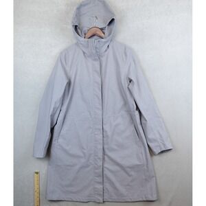 UNIQLO Jacket Women Large Gray Trench Rain Coat Hooded Water Resistant Windproof